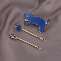 Cute Cat Metal Plating Hair Clip 3 Pieces sku image 3