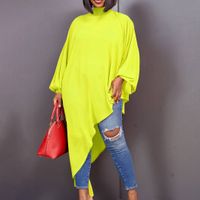 Mujeres Falda Irregular Moda Suéter Tipo Con Cuello De Tortuga Manga Larga Color Sólido Vestido Maxilargo Calle main image 1