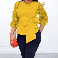 Women's Chiffon Shirt 3/4 Length Sleeve Blouses Patchwork Fashion Solid Color main image 6
