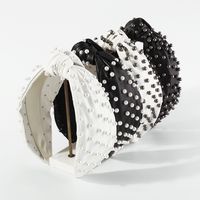 Fashion Solid Color Pu Leather Inlay Artificial Pearls Hair Band 1 Piece main image 3