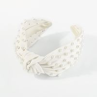 Fashion Solid Color Pu Leather Inlay Artificial Pearls Hair Band 1 Piece main image 2