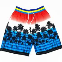 Hombres Playa Casual Árbol De Coco Pantalones Cortos Pantalones Rectos sku image 10