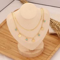 Fashion Sun Eye Titanium Steel Plating Inlay Turquoise Layered Necklaces sku image 6