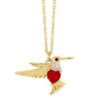 1 Piece Fashion Heart Shape Bird Copper Plating Inlay Zircon Pendant Necklace main image 5