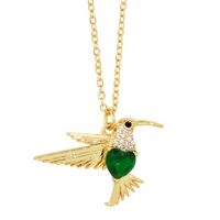 1 Pièce Mode Forme De Cœur Oiseau Le Cuivre Placage Incruster Zircon Pendentif main image 4