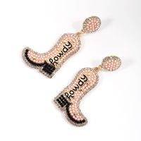 1 Pair Vintage Style Letter Boots Alloy Drop Earrings main image 2