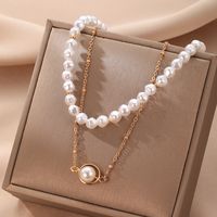 1 Piece Vintage Style Luxurious Fashion Human Face Cross Shell Alloy Scallop Plating Chain Women's Necklace main image 9