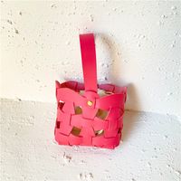Kid's Spring Pu Leather Solid Color Fashion Bucket String Handbag sku image 2