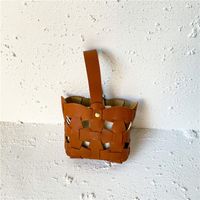 Kid's Spring Pu Leather Solid Color Fashion Bucket String Handbag sku image 4