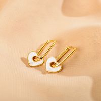 1 Pair Simple Style Heart Shape Enamel Plating Copper 18k Gold Plated Drop Earrings main image 5