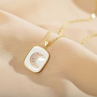 Elegant Moon Copper Enamel Plating Inlay Zircon Gold Plated Pendant Necklace main image 4