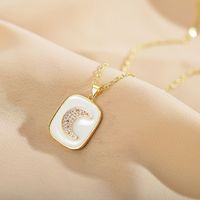 Elegant Mond Kupfer Emaille Überzug Inlay Zirkon Vergoldet Halskette Mit Anhänger sku image 1