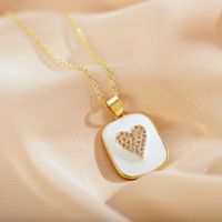 Fashion Heart Shape Alloy Copper Enamel Rhinestones Pendant Necklace main image 5