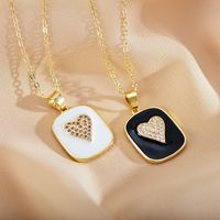 Fashion Heart Shape Alloy Copper Enamel Rhinestones Pendant Necklace main image 1