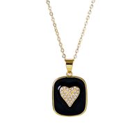 Fashion Heart Shape Alloy Copper Enamel Rhinestones Pendant Necklace main image 4