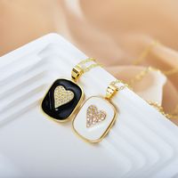 Fashion Heart Shape Alloy Copper Enamel Rhinestones Pendant Necklace main image 2