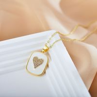 Fashion Heart Shape Alloy Copper Enamel Rhinestones Pendant Necklace sku image 2