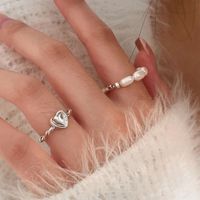 1 Piece Lady Color Block Freshwater Pearl Sterling Silver Open Ring main image 2