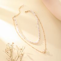 1 Piece Vintage Style Luxurious Fashion Human Face Cross Shell Alloy Scallop Plating Chain Women's Necklace sku image 6