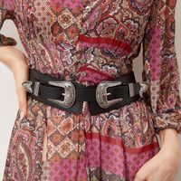 Cowboy Style Solid Color Imitation Leather Patchwork Women's Leather Belts 1 Piece sku image 1