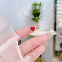 1 Piece Sweet Heart Shape Sterling Silver Inlay Zircon Pendant Necklace main image 2