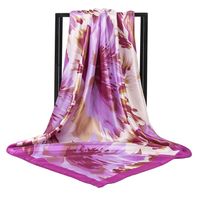 Women's Elegant Flower Satin Printing Silk Scarves sku image 6