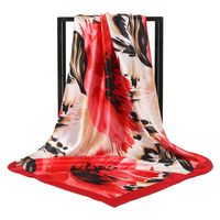 Women's Elegant Flower Satin Printing Silk Scarves sku image 7