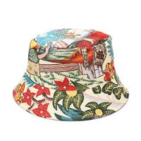 Women's Simple Style Flower Printing Flat Eaves Bucket Hat sku image 20