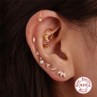 1 Piece Fashion Flower Sterling Silver Plating Inlay Gem Ear Studs main image 5
