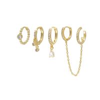 4 Pieces Fashion Solid Color Copper Plating Chain Inlay Zircon Earrings sku image 3
