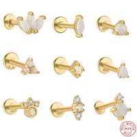 1 Piece Fashion Flower Sterling Silver Plating Inlay Gem Ear Studs main image 1