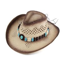 Mujeres Moda Color Sólido Cadena Grandes Aleros Sombrero Para El Sol Sombrero De Copa main image 5