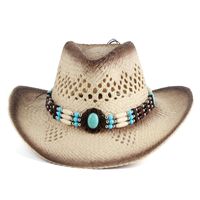 Women's Fashion Solid Color Chain Big Eaves Sun Hat Straw Hat sku image 1