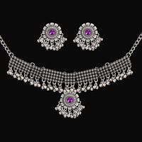 1 Set Retro Water Droplets Alloy Plating Artificial Pearls Rhinestones Women's Earrings Necklace sku image 8