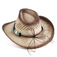 Mujeres Moda Color Sólido Cadena Grandes Aleros Sombrero Para El Sol Sombrero De Copa main image 2