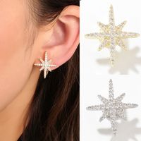 French Style Hexagram Copper Plating Inlay Zircon Gold Plated Silver Plated Women's Rings Earrings main image 5