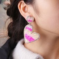 Vintage Style Heart Shape Smiley Face Cloth Glass Inlay Glass Women's Dangling Earrings Earrings main image 1
