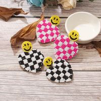 Style Vintage Forme De Cœur Smiley Chiffon Verre Incruster Verre Femmes Boucles D'oreilles Pendantes Des Boucles D'oreilles main image 2