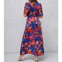 Women's Regular Dress Elegant V Neck Printing Short Sleeve Flower Maxi Long Dress Holiday main image 8