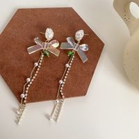 1 Paar Mode Bogenknoten Legierung Glas Perlen Überzug Frau Ohrclips Ohrringe sku image 5