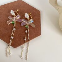 1 Paar Mode Bogenknoten Legierung Glas Perlen Überzug Frau Ohrclips Ohrringe sku image 8
