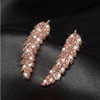 1 Pair Fashion Leaf Alloy Inlay Artificial Gemstones Women's Earrings main image 5