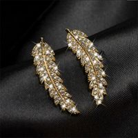 1 Pair Fashion Leaf Alloy Inlay Artificial Gemstones Women's Earrings sku image 2