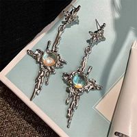 Fashion Water Droplets Alloy Inlay Artificial Gemstones Women's Earrings main image 2