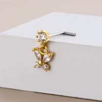1 Piece Fashion Butterfly Stainless Steel Inlaid Zircon Nose Studs main image 4