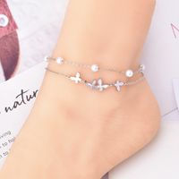 1 Piece Fashion Butterfly Titanium Steel Inlay Shell Women's Anklet main image 5