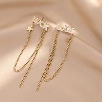 1 Pair Retro Letter Stainless Steel Plating Zircon Drop Earrings main image 3