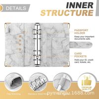 New Leather Binder Hand Ledger Marble Notebook main image 4