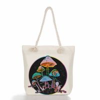 Women's Fashion Cartoon Mushroom Butterfly Canvas Shopping Bags sku image 3