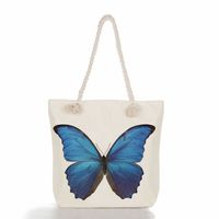 Women's Fashion Cartoon Mushroom Butterfly Canvas Shopping Bags sku image 7